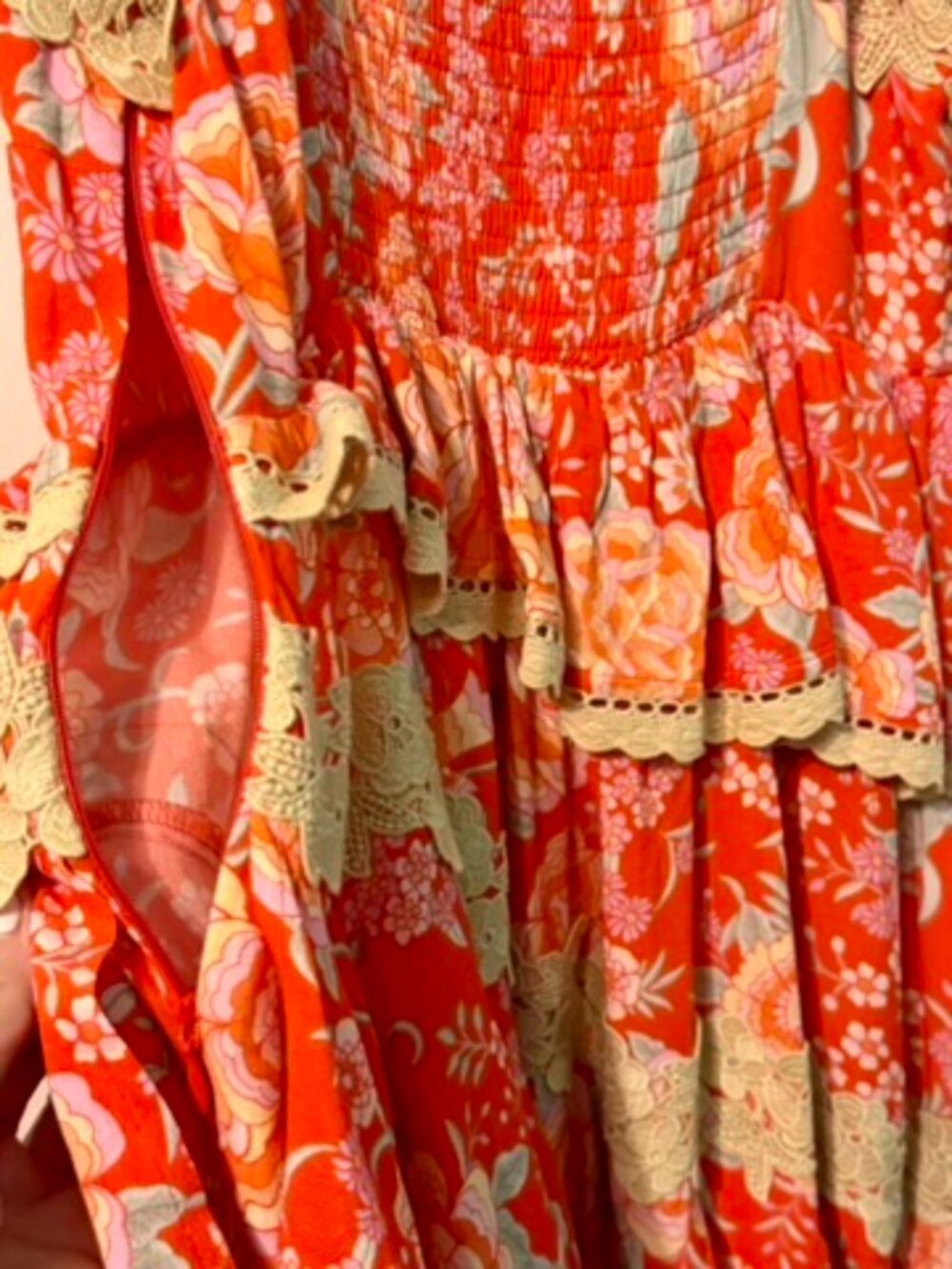 Free People x SPELL Full Bloom Ruffle Soirée Dress Daylily NWT Small Rare - Picture 12 of 16